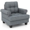 Mid-century Modern Accent Armchair Tufted Linen Club Chair with Extra Pillow