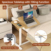 Mobile Over Bed Desk Height Adjustable Standing Laptop Cart-Natural