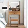 COSTWAY Small Makeup Table Vanity Desk with Mirror & Lights-Natural