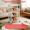 Foldable Kitchen Trolley on Wheels，4 Tier Storage Cart for Fruit Vegetable Snack