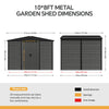 8 x10ft Garden Storage Shed with Double Sliding Door Grey Wood Effect, FREE BASE