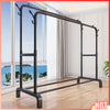 Heavy Duty Double Rail Clothes Garment Hanging Rack Shelf Display Stand UK