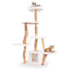 168 cm Tall Solid Wood Cat Tree Modern Wooden Cat Tower w/ Perch