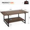 2-Tier Coffee Table Wood Tabletop Metal Frame Industrial Style for Living Room
