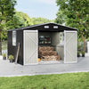 10X12FT Galvanised Outdoor Storage Shed Metal Garden Shed Lockable for Tool Bike