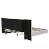 4ft6 Double Velvet Bed Frame with Headboard with Storage Pockets & Drawers Beige