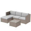 Rattan Garden Furniture Set Corner Sofa Lounger Outdoor Patio Table Chairs Kahki