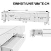 Minimalist White TV Cabinet 180cm with Doors, Storage Drawers & Solid Wood Legs