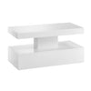 White Gloss Coffee Table with LED Lights – 90cm Modern Living Room Table