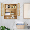 Kitchen Wall Cabinet Bamboo Wall Mounted Upper Cupboard Unit Door Organiser Home