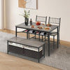 Dining Table Set for 4,Rectangular Table with Upholstered Chairs& Storage Benche