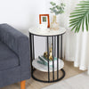 2Tier Round Side Table Marble Top Coffee Table Bedroom Nightstand Indoor Outdoor