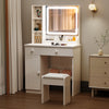 Dressing Table With Led Mirror Drawers Stool Set Makeup Desk Vanity Table Lufjaw