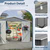 Garden Shed 10X8FT Metal Apex Roof With Free Foundation Base Storage House Grey