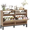 Narrow Shoe Cabinet with 2 Flip Drawers, Modern Shoe Storage Cabinet
