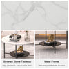Glossy Round Coffee Table Accent Center Table Sintered Stone Sofa Side Desk