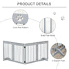 Freestanding Pet Gate 4 Panel Folding Wooden Dog Barrier w/ Support Feet
