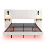 Plush Velvet Upholstered Bed Frame 4ft6 Double with Built-In Lights & Charging