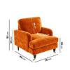 Orange Velvet Armchair with Saddle Arms Wood Legs Foam Filled Traditional