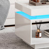 LEd Coffee Table with Drawer Storage, High Gloss Coffee Table for Living Room