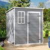6x6ft Outdoor Storage Shed Plastic Garden Tool House with Floor & Lockable Door