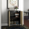 Wooden Storage Cabinet with Rattan Decorating Buffet Sideboard Accent Cabinet