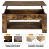 Rustic Wooden Coffee Table with Storage Lift Up Top Coffee Table for Living Room
