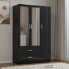 High Gloss Wooden 3 Door Wardrobe with Drawers and Mirror Bedroom Storage