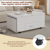 White Coffee Table w/ Wheels & Lift Top, Converts to Dining Table, 4 Storage Sto