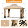 Outdoor Patio Gazebo Pavilion Canopy Double Roof w/LED Light & Bluetooth Speaker