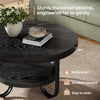 Round Coffee Table, 80cm Industrial Wood Circle Center Table for Living Room