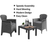Patio Garden Bistro Set 3PC Rattan Outdoor Furniture Table & Chairs