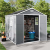 8x8ft Large Plastic Shed Outdoor Garden Tools Storage House with 2 Doors & Floor