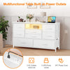 TV Stand with LED Light for 32-50" TVs, Media Console Table w/ 8 Drawers Bedroom