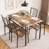 Dining Table and Chair Set,Kitchen Table Set for 4,Rustic Brown Wood&Metal Frame