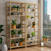 6Tier Bamboo Shelf Open Wood Bookshelf Adjustable Display Storage Rack Organizer