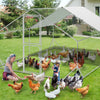 Walk-in Metal Chicken Coop Poultry Cage Pet House with Waterproof Cover