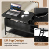 Lift Top Coffee Table Living Room Table w/ Storage Shelf-Black