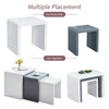 Nest of 3 Tables Grey Tempered Glass Top White High Gloss Side End Coffee Home