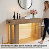 Farmhouse Console Table w/ Sensor Light&Charging Station Narrow Entryway Sofa