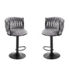 2X Luxury Tufted GREY BAR STOOLS, GAS LIFT, BREAKFAST KITCHEN BAR W/ BACK