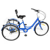 24 Inch Adult Trike Tricycle Foldable 3 Wheel Bike 7-Speed With Basket Blue UK
