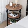 3 Tier Round Side Table with Storage Shelf,Metal Frame Coffee Table for Bedroom
