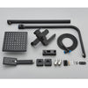 Black EXposed Bathroom Shower Mixer Twin Head Large Bar Set Square Valve System