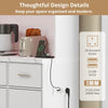 Kitchen Cupboard w/ LED & Power Outlet, Countertop, Tall Kitchen Cabinet, White