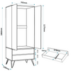Wooden 2 Door Wardrobe with 2 Drawer Compact Wardrobe Bedroom Storage Furniture