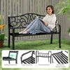 Patio Bench 127CM Outdoor Garden Bench with Armrests Black
