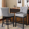 Fabric Wooden Breakfast Bar Stools Chair High Leg Chairs Counter Backrest Home
