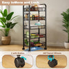 5 Tier Metal Kitchen Trolley - 4×360° Casters Rolling Storage Cart for Laundry