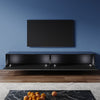 200cm Black Floating TV Cabinet Stand Unit High Gloss Storage Door Wall Mounted